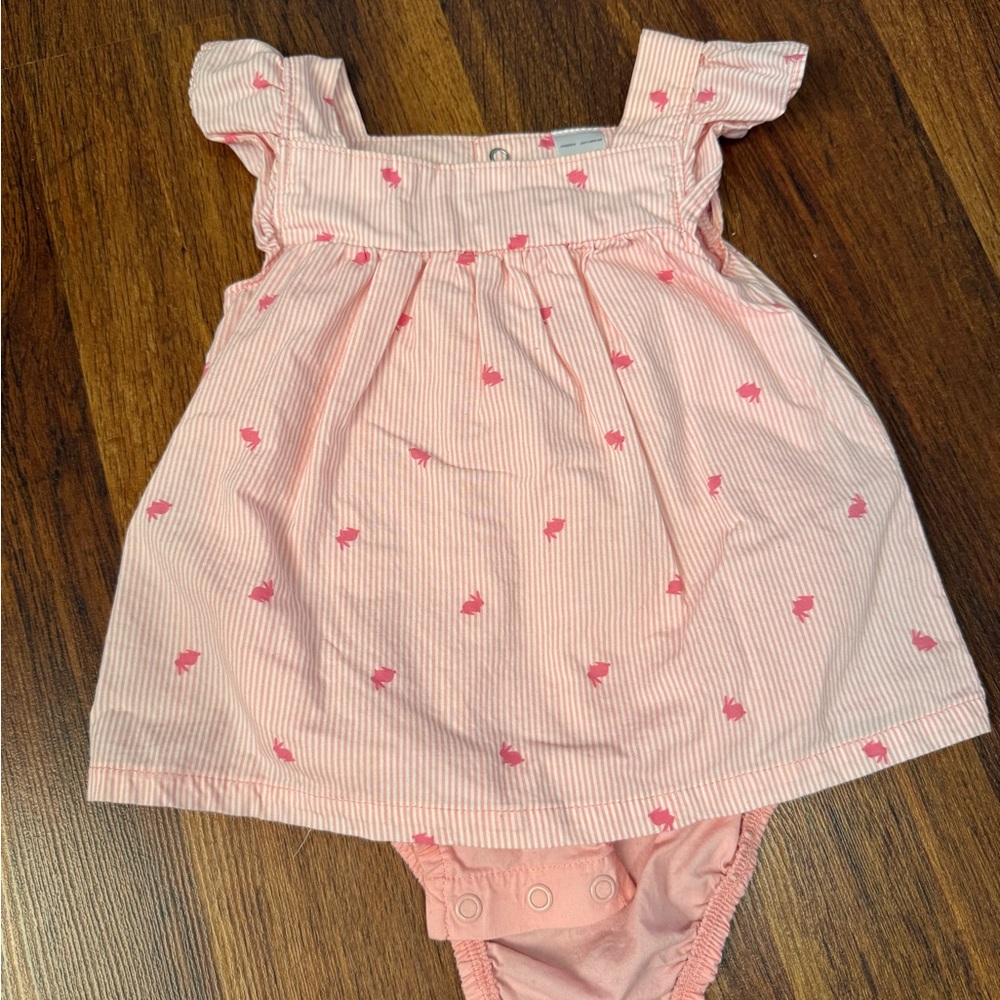 Pink Striped Baby Dress with Bloomers